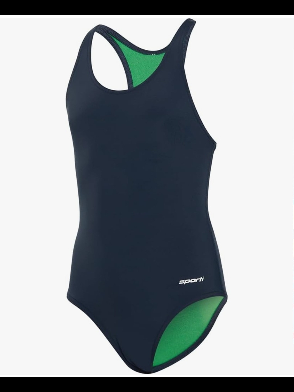 Sporti Navy & Green One-Piece Girls Swimsuit Size L
